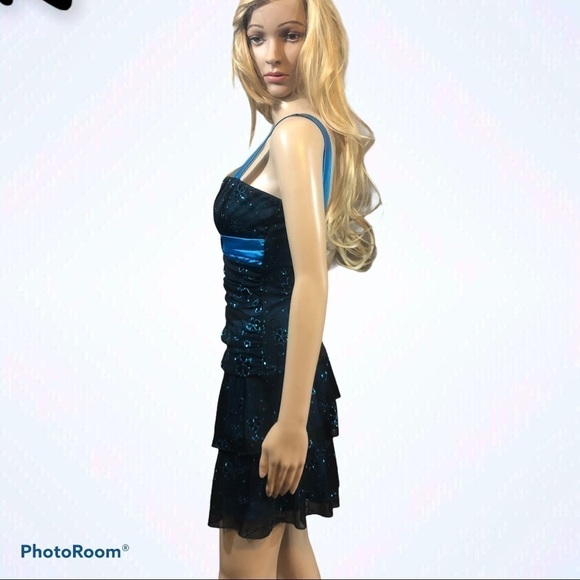 Deb black & blue sequin party dress. - Picture 5 of 9